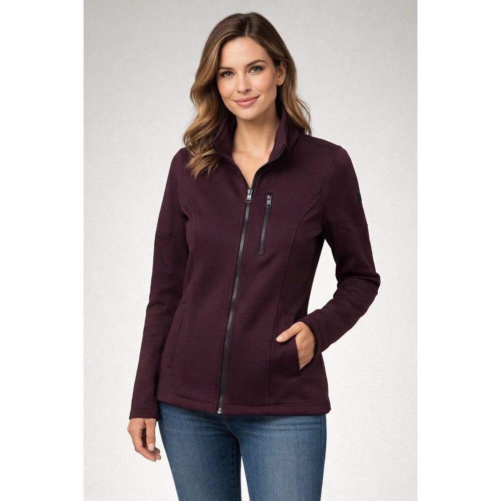 Andrew Marc Scuba Jacket Women's Full Zip Dark Purple Casual Outerwear Sz M